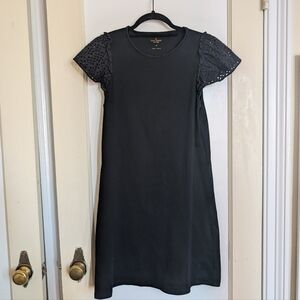 kate spade Black Eyelet-Sleeve Cotton Dress
